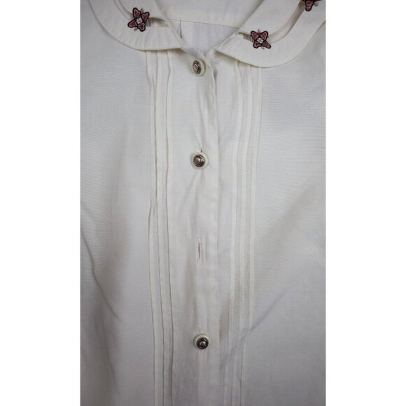 JANTZEN - WOMEN'S IVORY LONG SLEEVE BUTTON-UP BLOUSE - SIZE XL - FLAWS - Picture 8 of 14